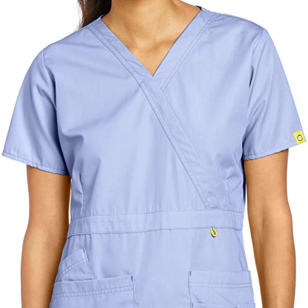 WonderWink Women's Scrubs Peek-A-Boo Top, Ceil Blu
